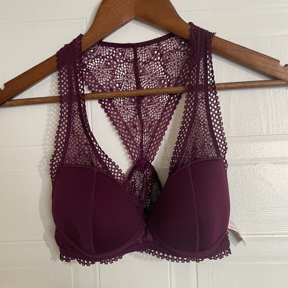 Victoria's Secret Purple Maroon Soft Cup Lace Bralette